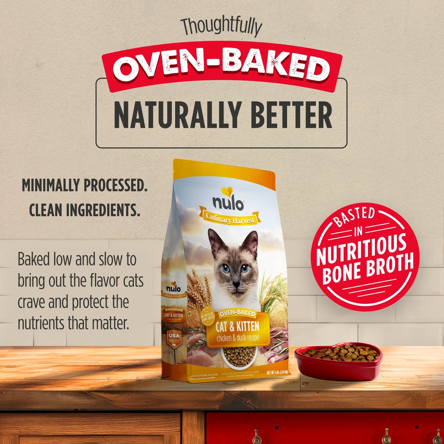 Nulo Culinary Harvest Baked Chicken & Duck Recipe for Adult Cats & Kittens, Dry Cat Food, 4-lb Bag