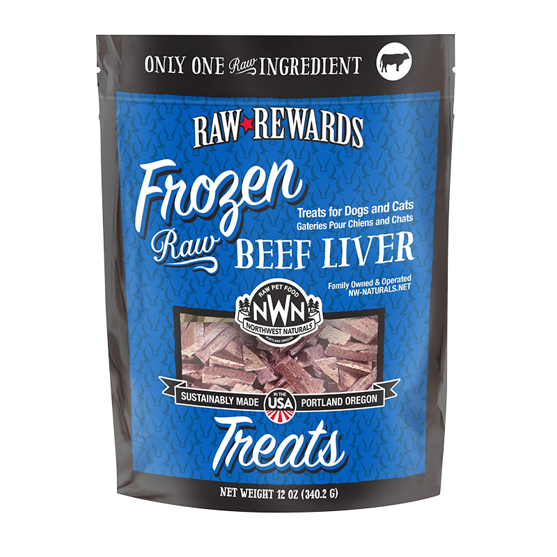 Northwest Naturals Frozen Raw Beef Liver, Dog & Cat Cat Treats, 12-oz Bag