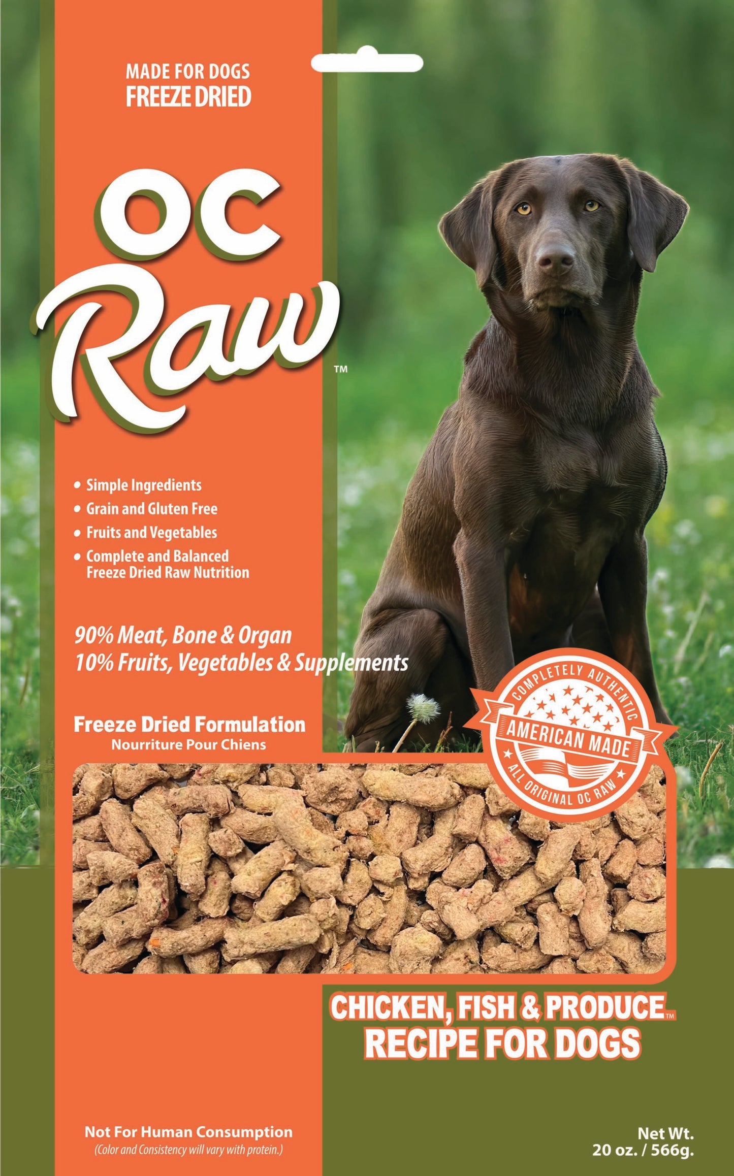 OC Raw Chicken, Fish & Produce Freeze Dried Sliders, Freeze-Dried Raw Dog Food, 20-oz Bag