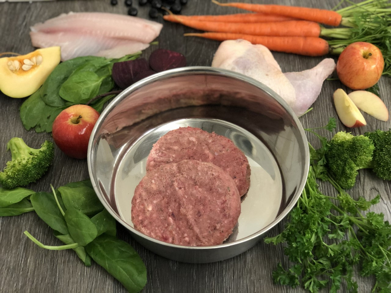 OC Raw Dog Fish and Produce Patties, Frozen Raw Dog Food, 6-lb Bag