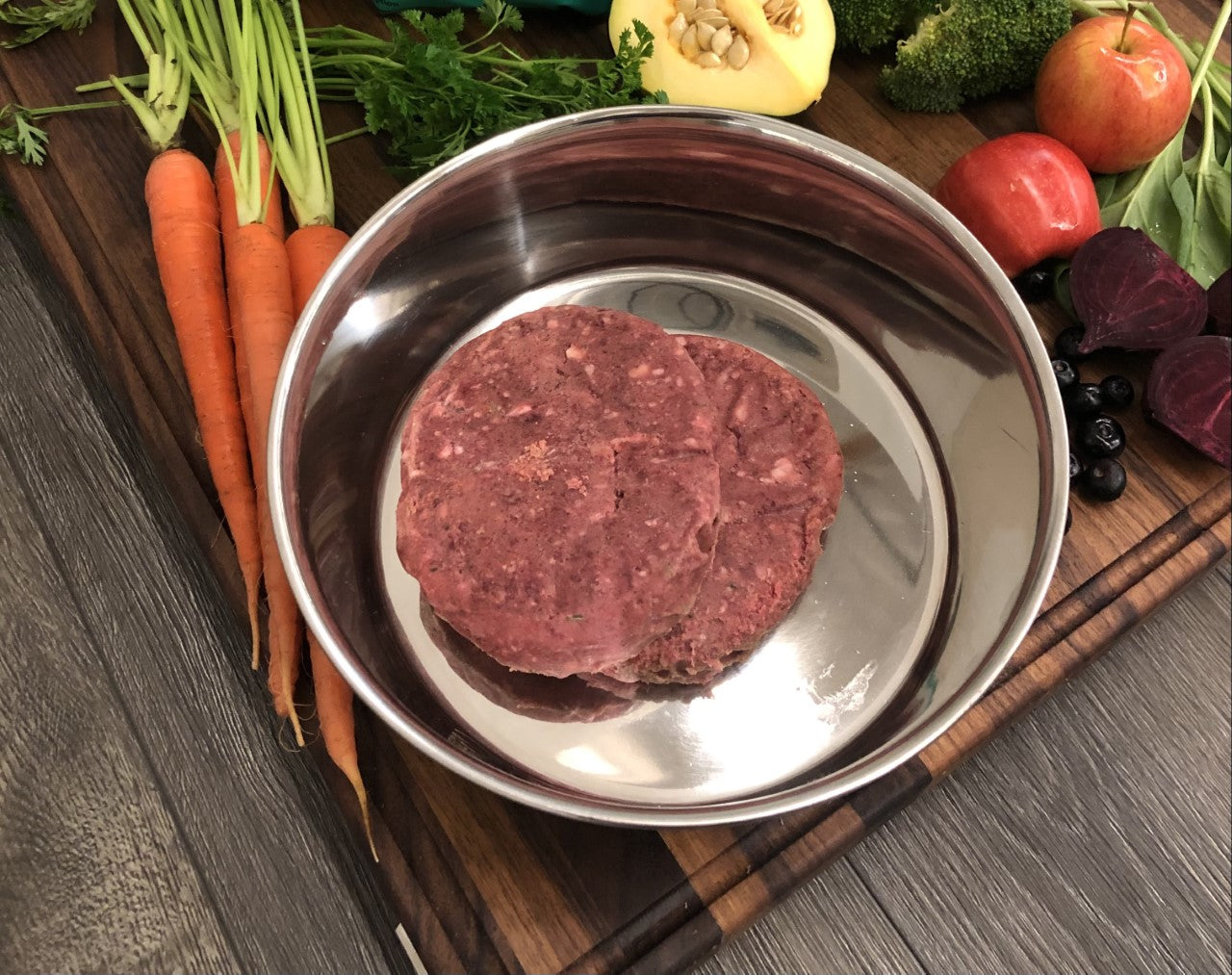 OC Raw Dog Rabbit and Produce Patties, Frozen Raw Dog Food, 6-lb Bag