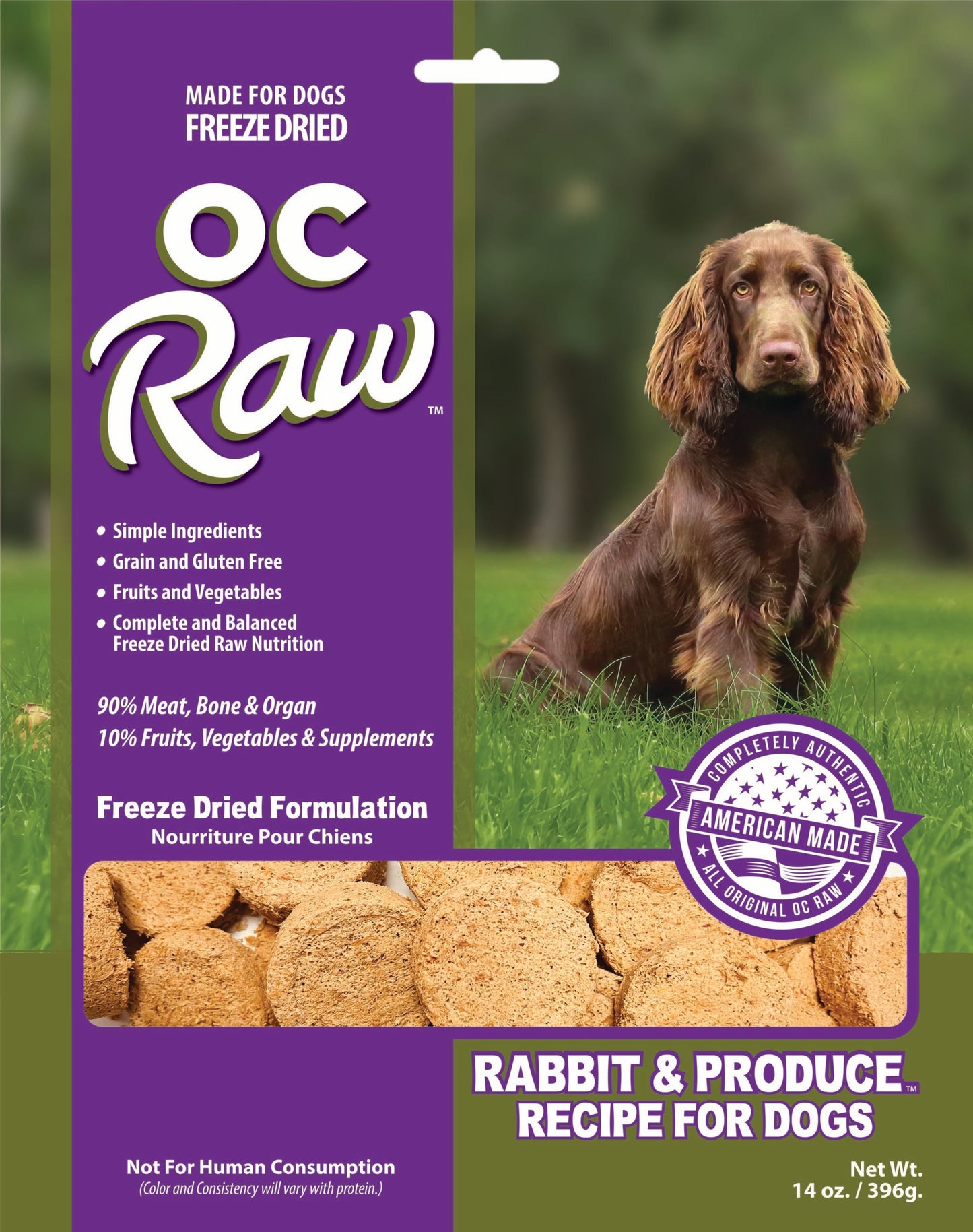 OC Raw Rabbit & Produce Freeze Dried Sliders, Freeze-Dried Raw Dog Food, 14-oz Bag