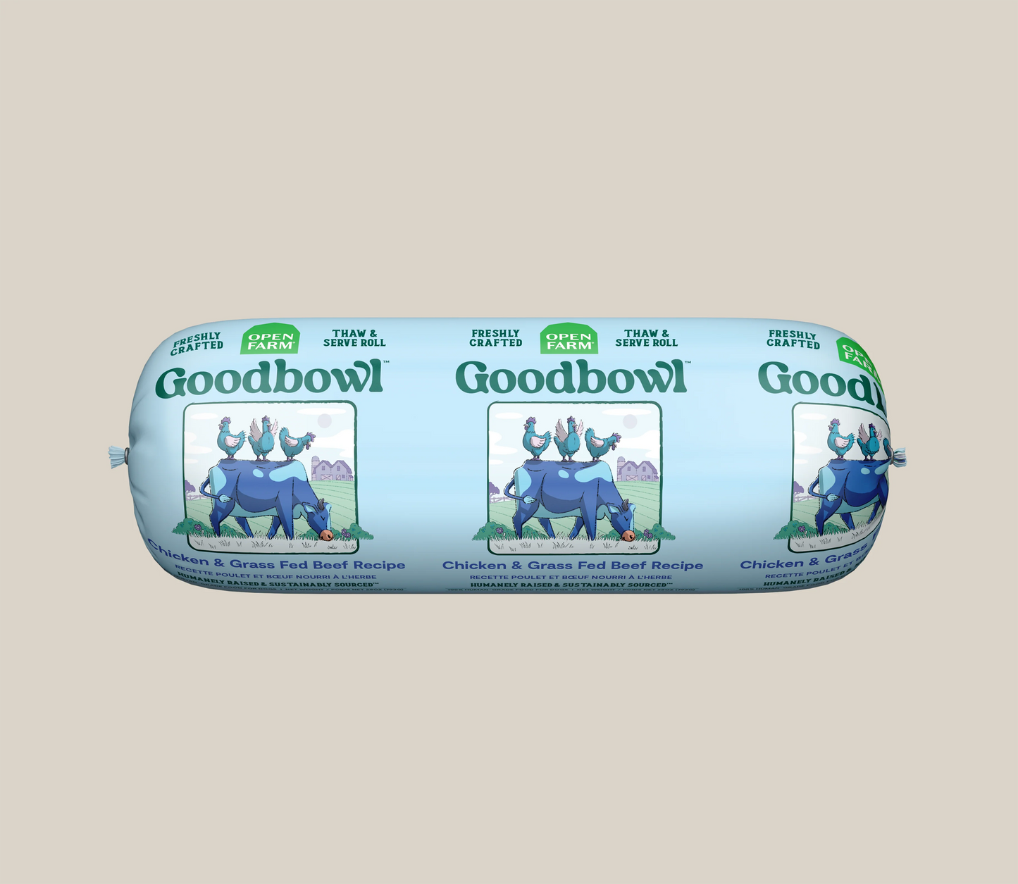 Open Farm Goodbowl Chicken & Grass-Fed Beef Roll, Frozen Gently Cooked Dog Food