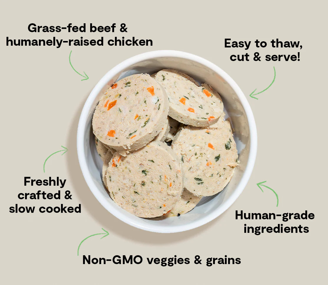 Open Farm Goodbowl Chicken & Grass-Fed Beef Roll, Frozen Gently Cooked Dog Food