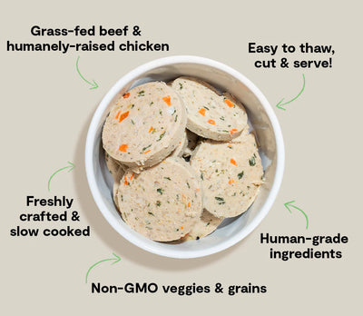 Open Farm Goodbowl Chicken & Grass-Fed Beef, Frozen Gently Cooked Dog Food, 28-oz Roll