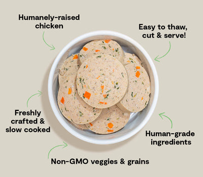 Open Farm Goodbowl Chicken, Frozen Gently Cooked Dog Food, 28-oz Roll