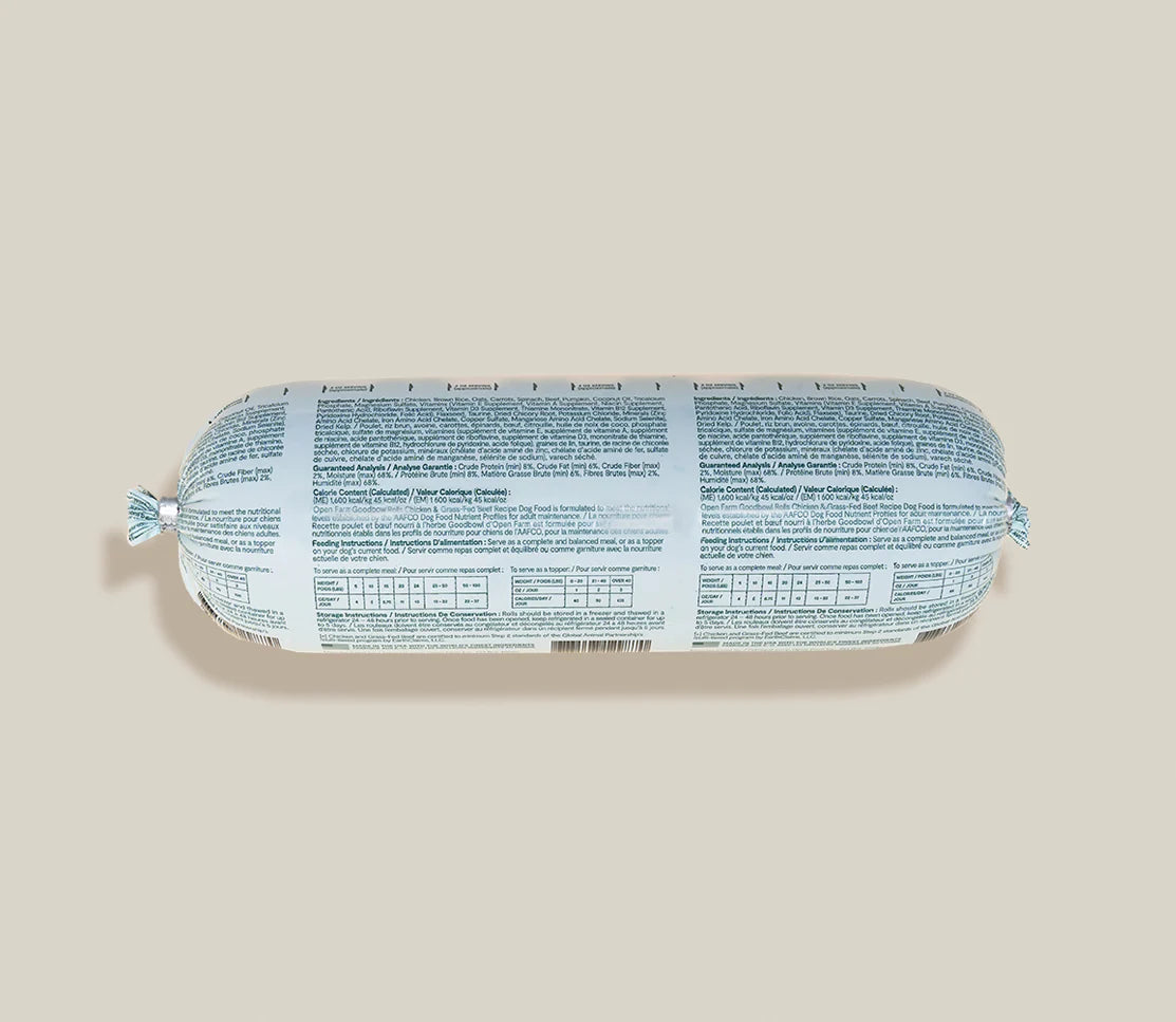 Open Farm Goodbowl Chicken & Grass-Fed Beef Roll, Frozen Gently Cooked Dog Food