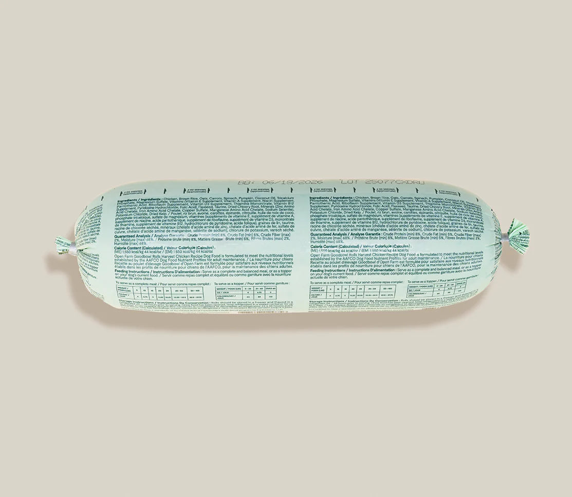Open Farm Goodbowl Chicken Roll, Frozen Gently Cooked Dog Food