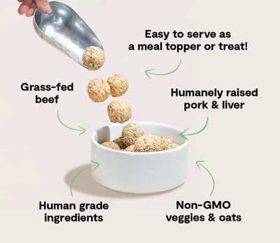 Open Farm Grass-Fed Beef & Pork Meatballs, Gently Cooked Frozen Dog Food