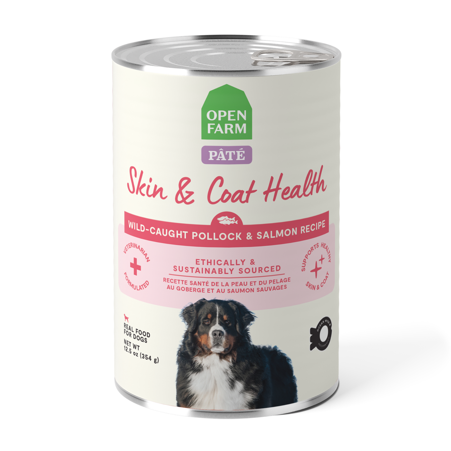 Open Farm Wild-Caught Pollock & Salmon Skin & Coat Health Pâté, Wet Dog Food, 12.5-oz Case Of 12