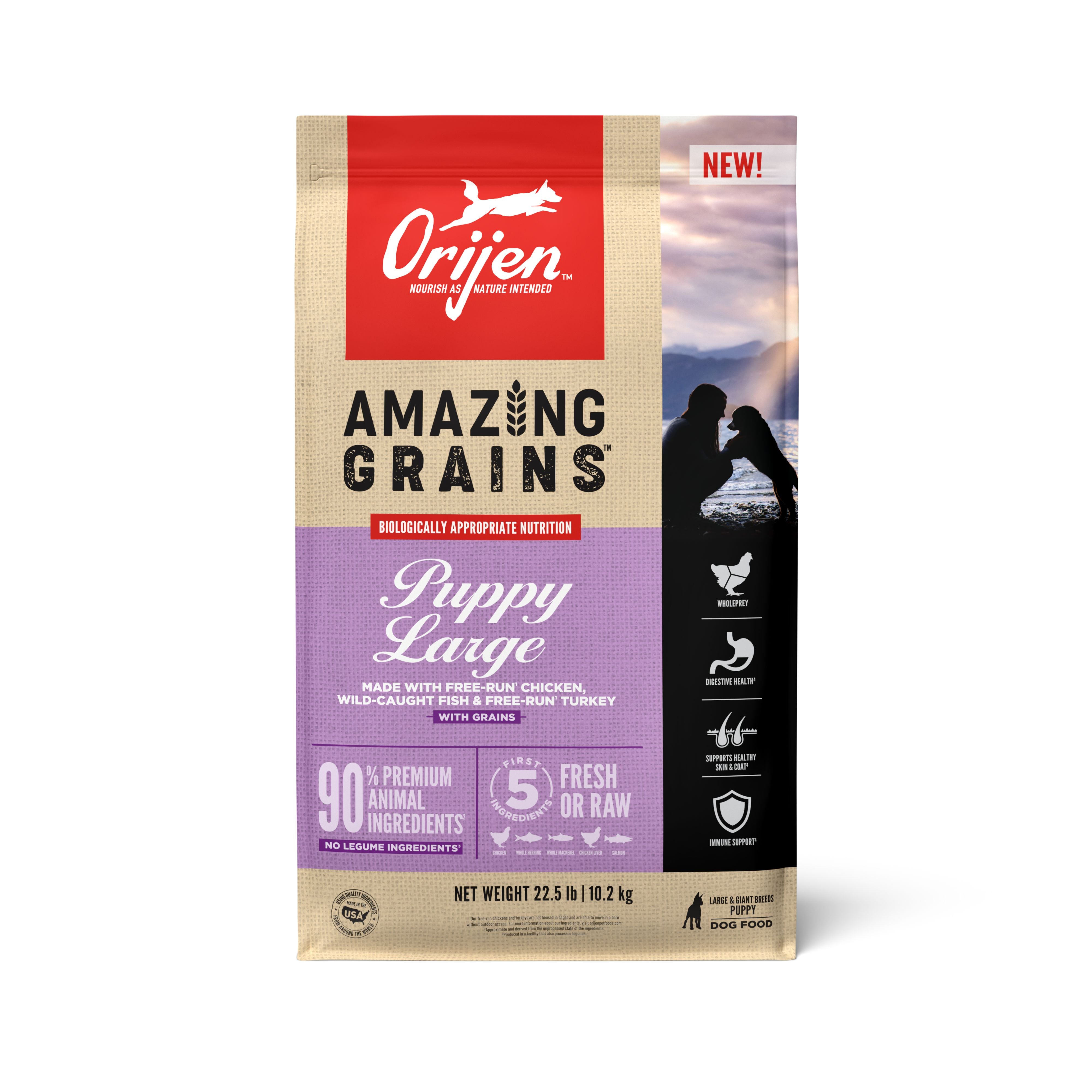 Orijen Amazing Grains Large Breed Puppy Dry Dog Food 22.5 lb Bag Anaheim Feed Pet Supply