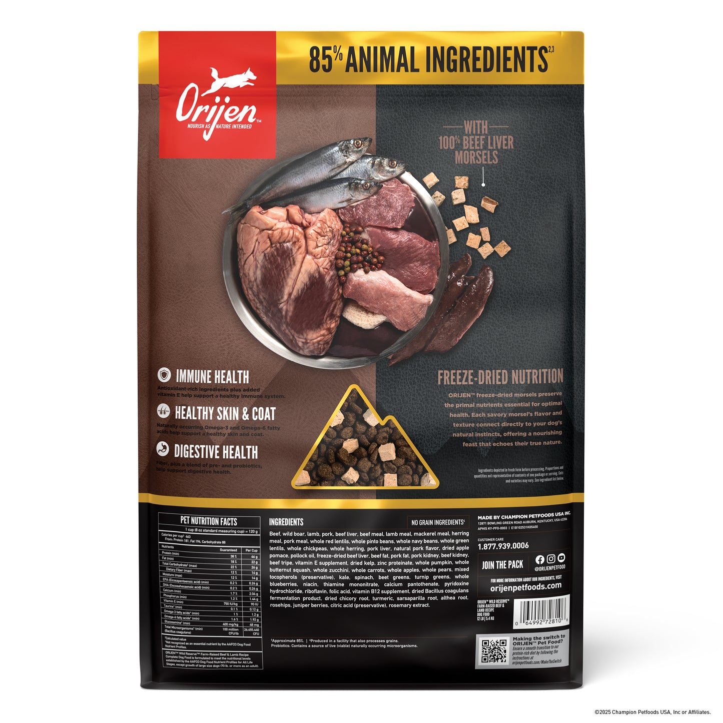 Orijen Wild Reserve Farm Raised Beef & Lamb Recipe, Dry Dog Food