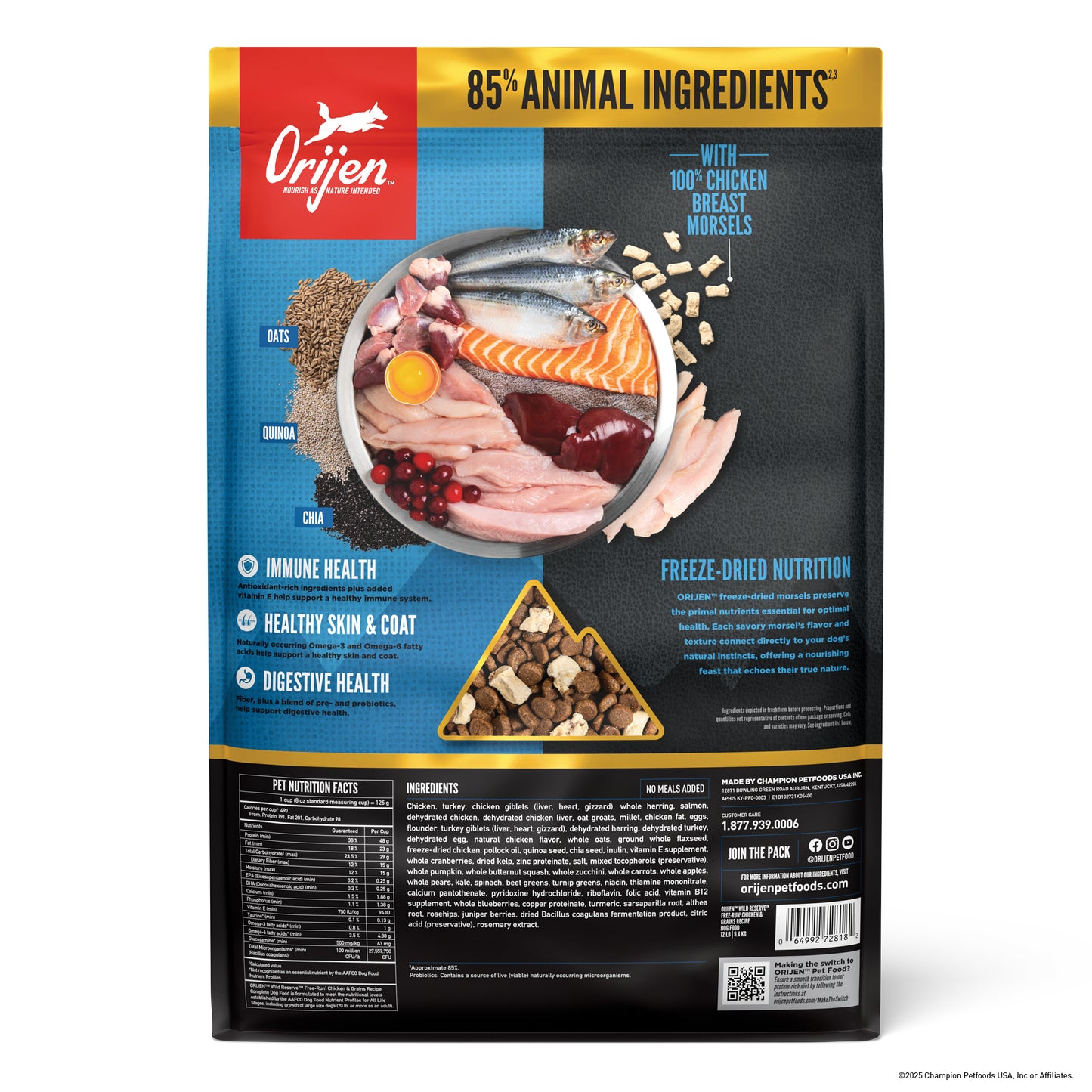 Orijen Wild Reserve Free-Run Chicken & Grains Recipe, Dry Dog Food