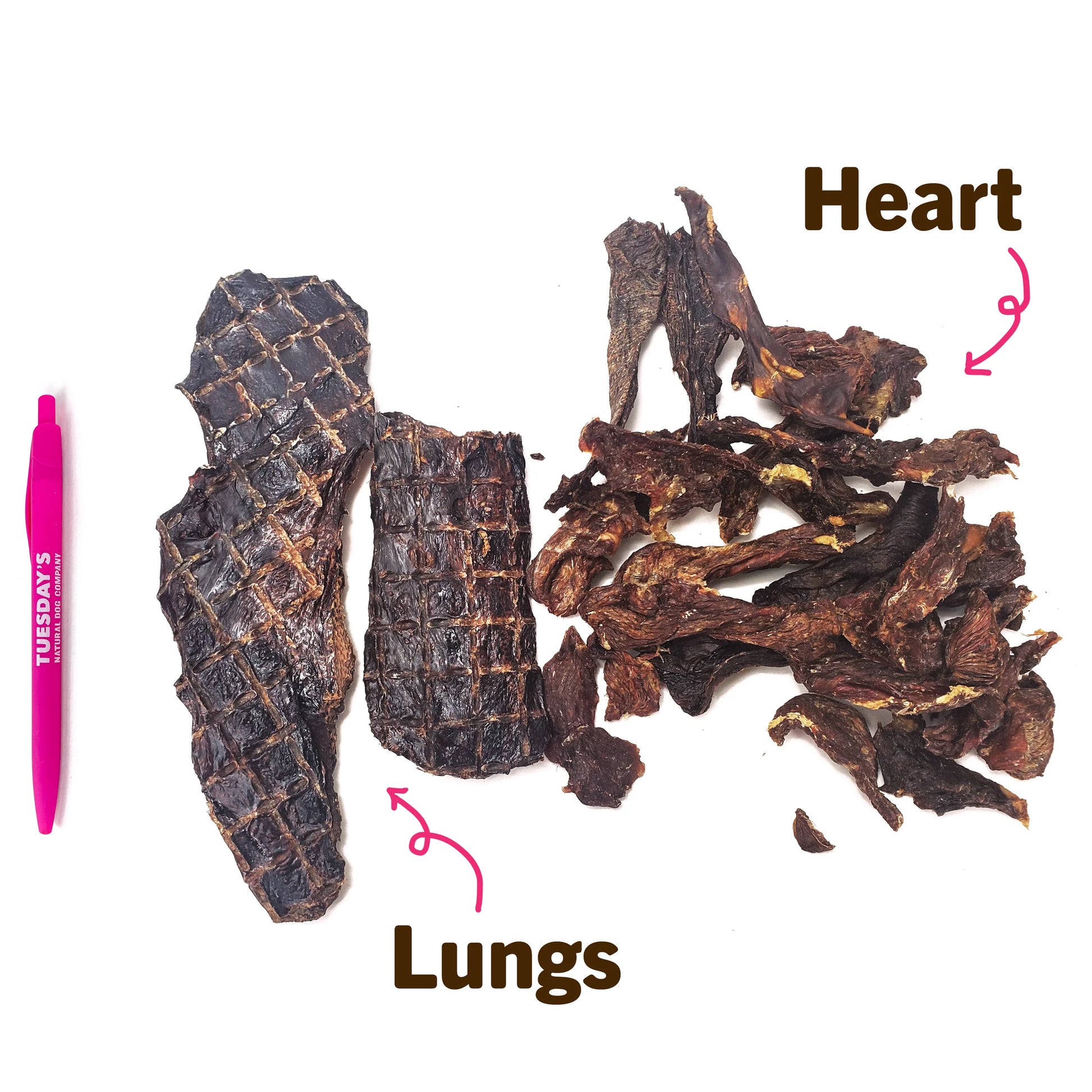 All-natural ostrich dog treats made from heart and lung, 4-ounce bag