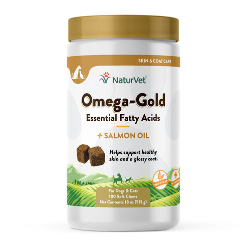NaturVet Omega-Gold Skin & Coat Soft Chews for Dogs and Cats