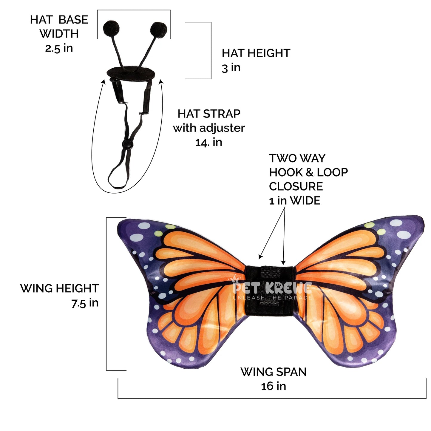 Pet Krewe Monarch Butterfly, Dog Costume