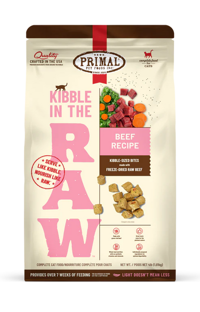 Primal Kibble In The Raw Freeze-Dried Cat Food, Beef Recipe