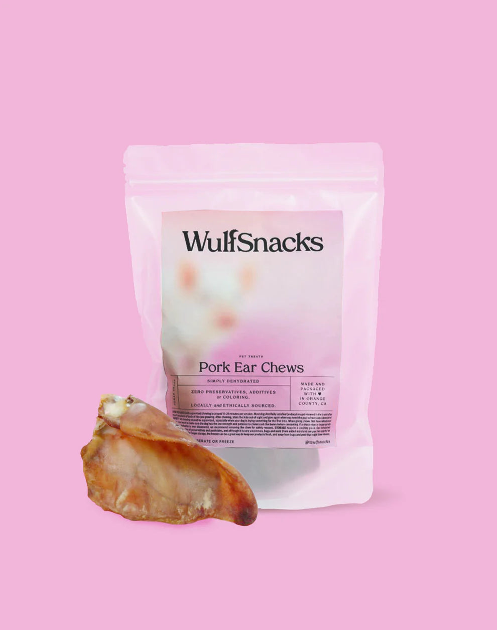 WulfSnacks Pork Ears Dog Chews, 3 Pieces