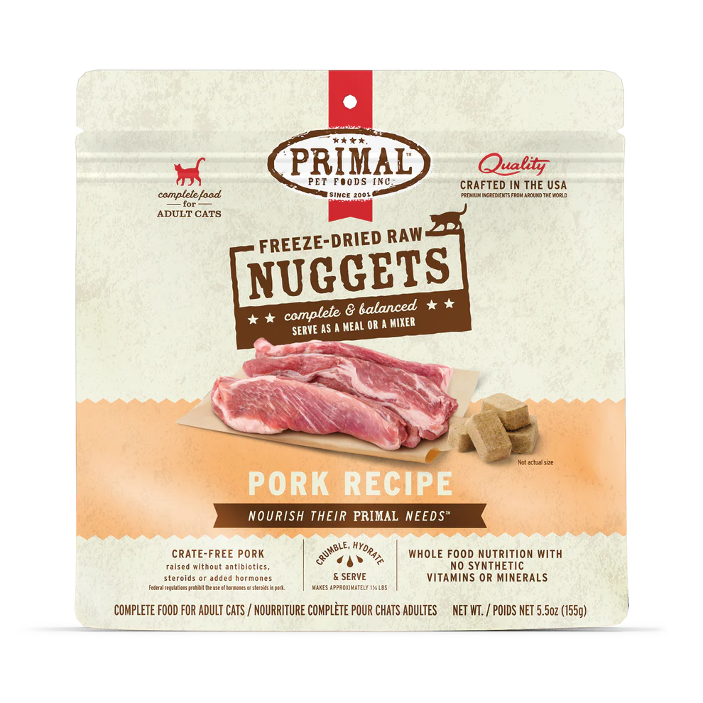 Primal Freeze-Dried Raw Pork Nuggets Cat Food, 14-oz Bag