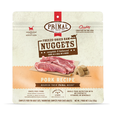 Primal Freeze-Dried Raw Pork Nuggets Cat Food, 14-oz Bag