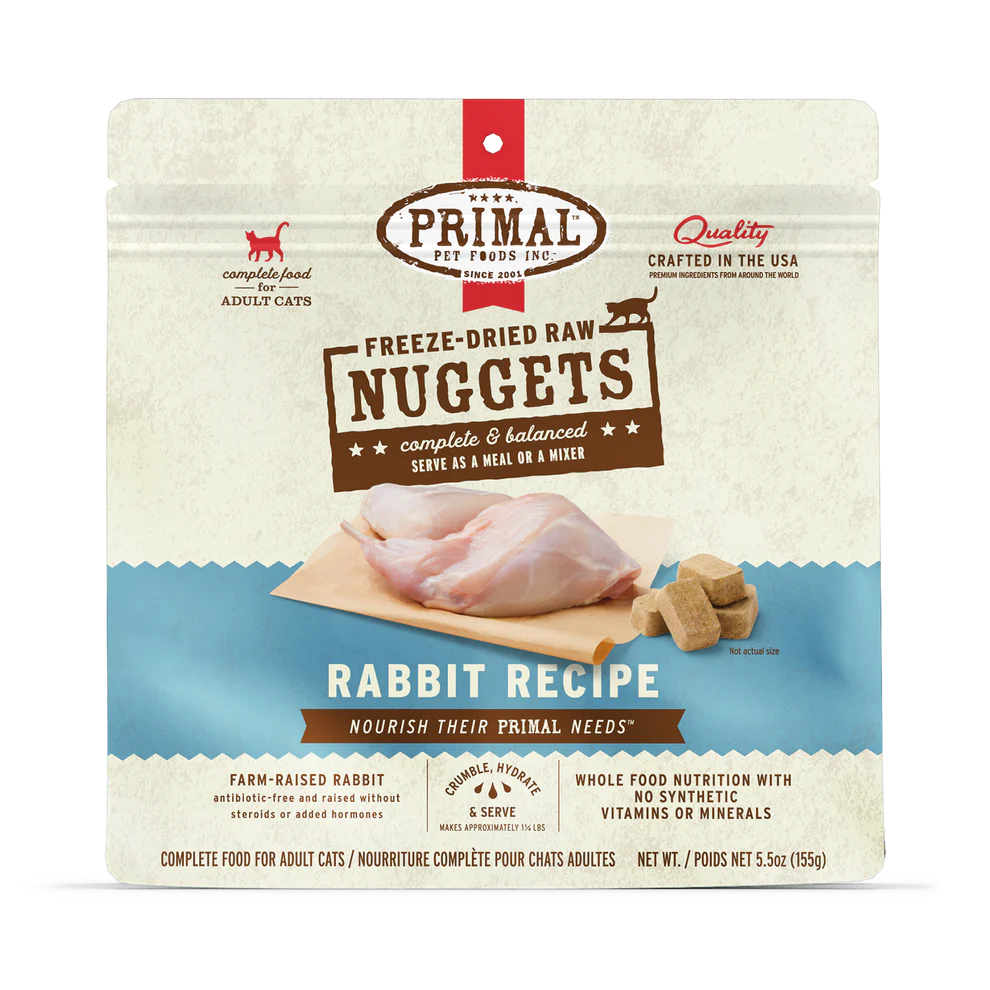 Primal Freeze-Dried Raw Nuggets Rabbit Cat Food, 14-oz Bag