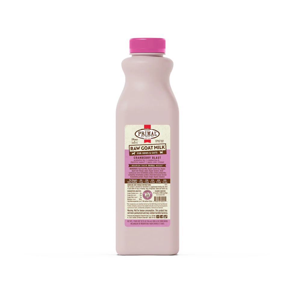 Primal Frozen Raw Goat Milk, Cranberry Blast Recipe, 32-oz