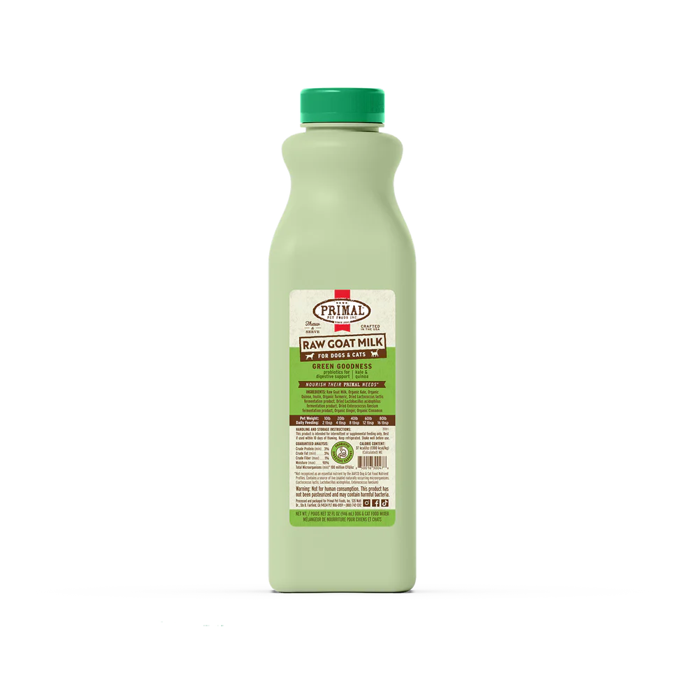 Primal Frozen Raw Goat Milk, Green Goodness Recipe, 32-oz