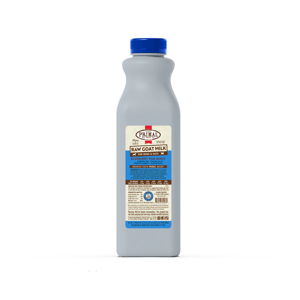 Primal Frozen Raw Goat Milk, Blueberry Pom Burst Recipe, 32-oz