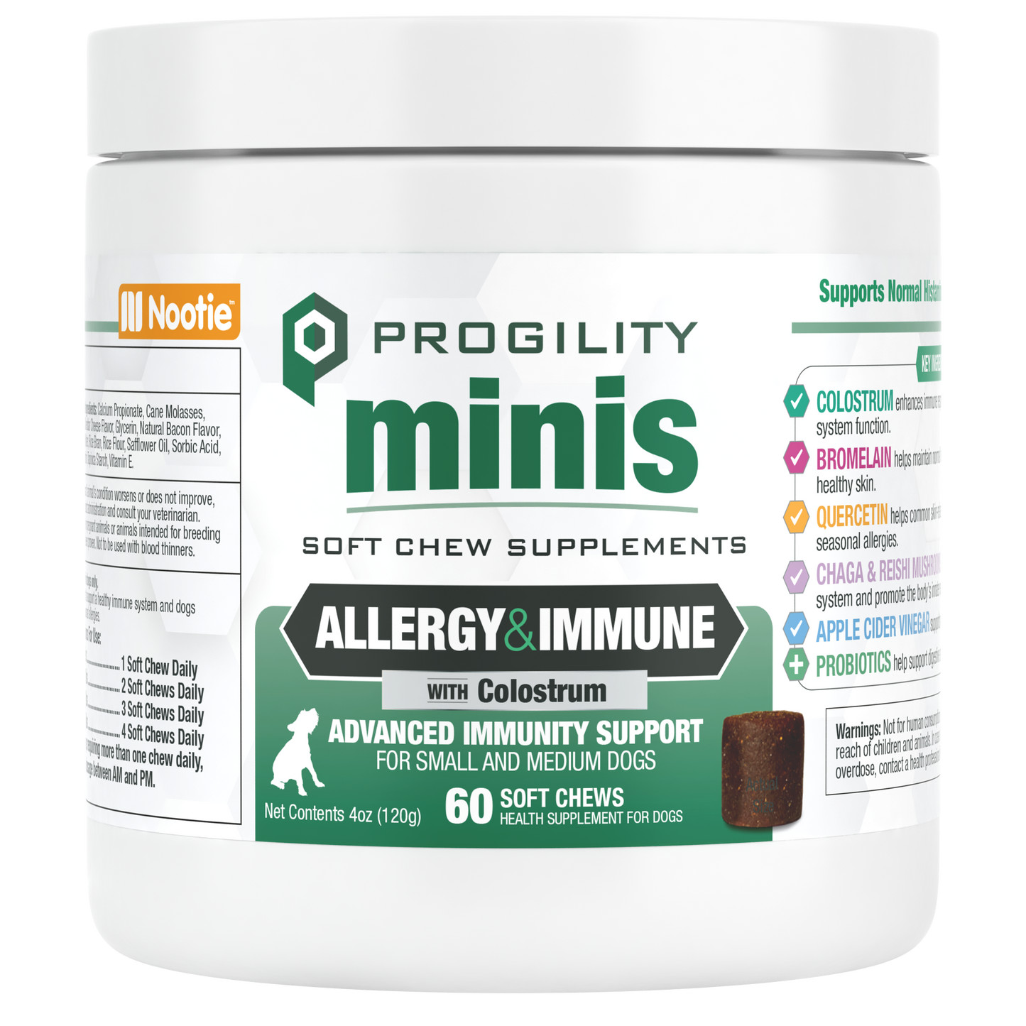 Nootie Progility Minis Allergy Relief 60-Count, Dog Supplement