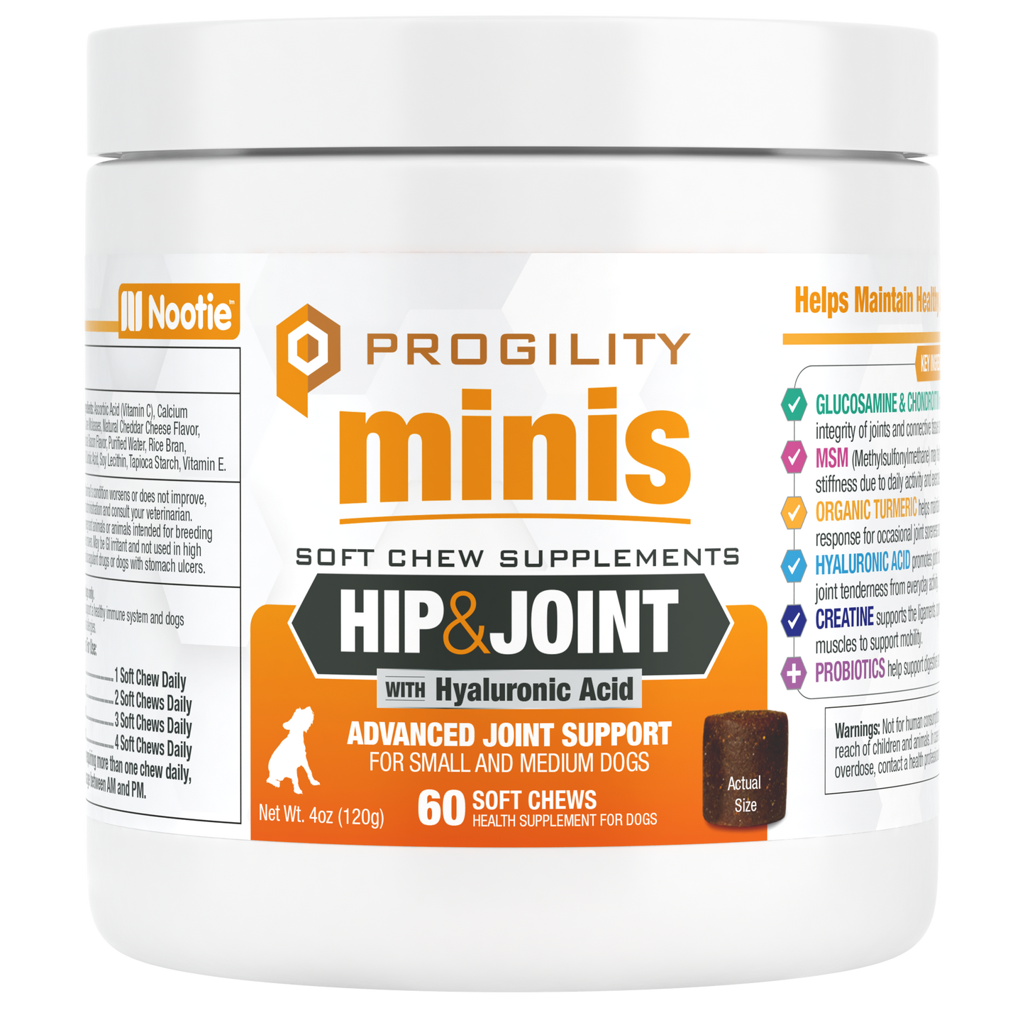 Nootie Progility Minis Hip & Joint Support 60-Count, Dog Supplement
