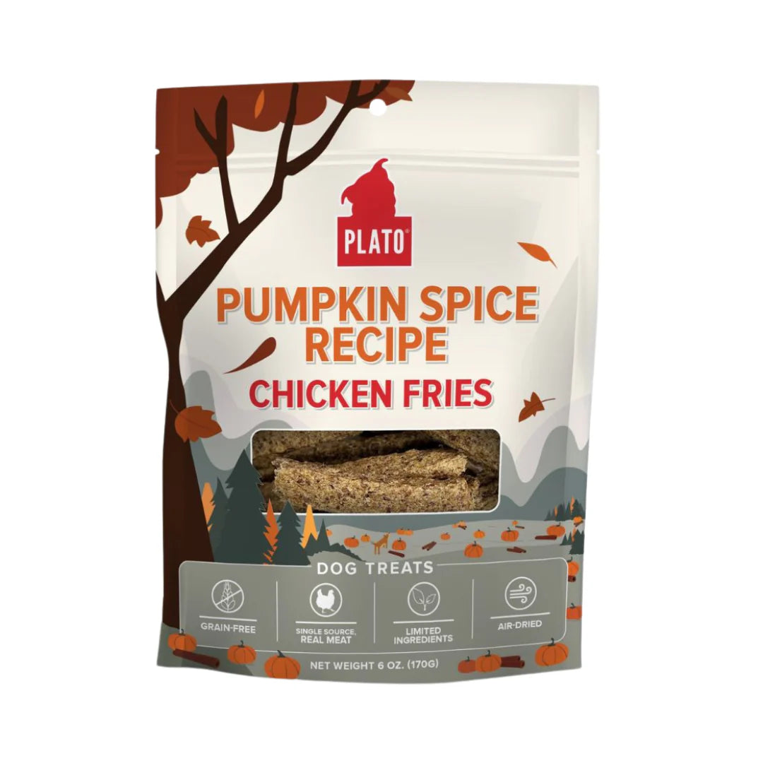 Plato Pumpkin Spice Recipe Chicken Fries 6oz, Dog Treat Anaheim Feed