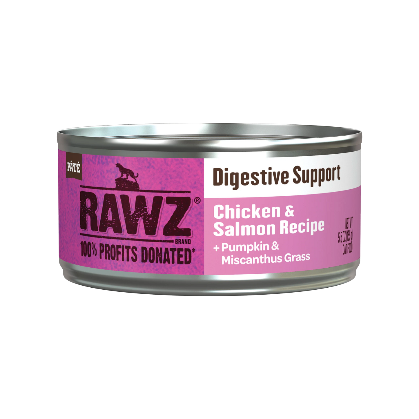 RAWZ Digestive Support Chicken & Salmon Recipe, Wet Cat Food, 5.5-oz Case of 24