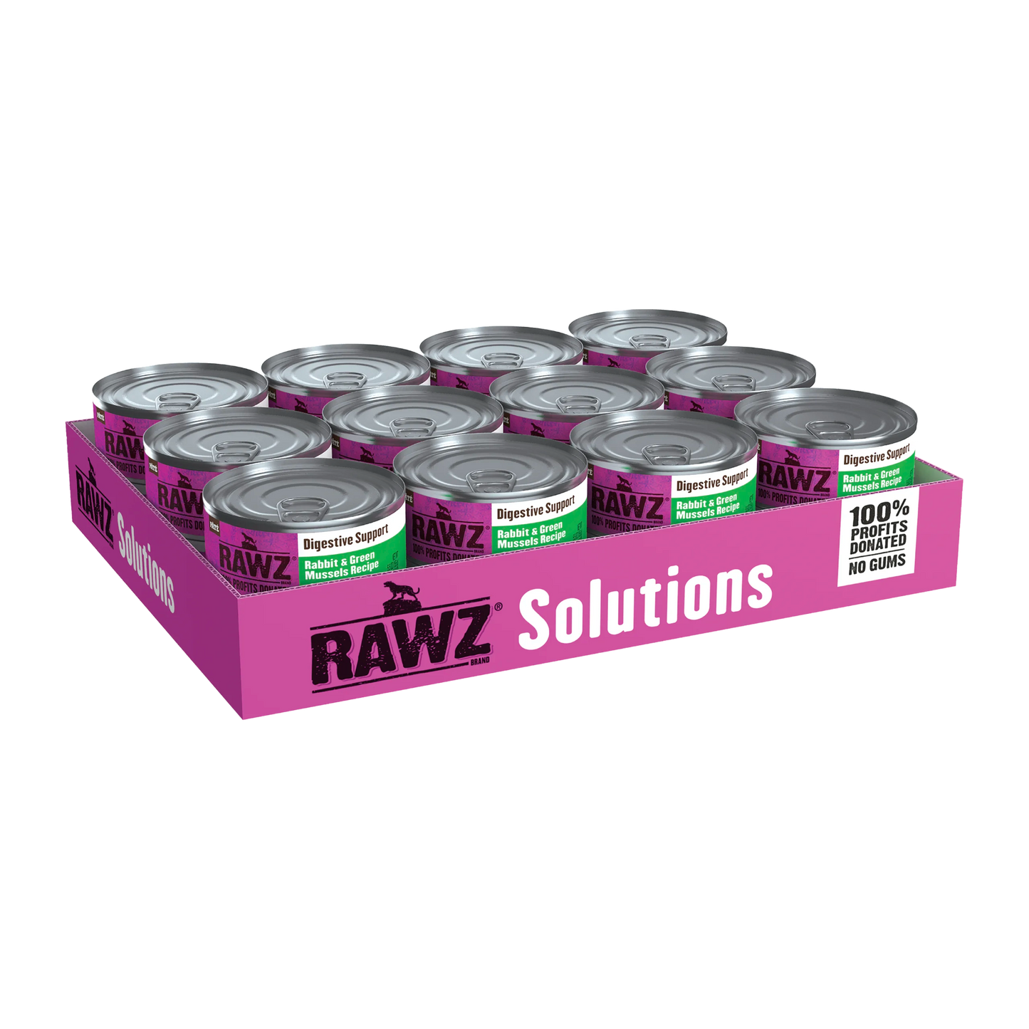 RAWZ Digestive Support Rabbit & Green Mussels Recipe, Wet Cat Food, 5.5-oz Case of 24