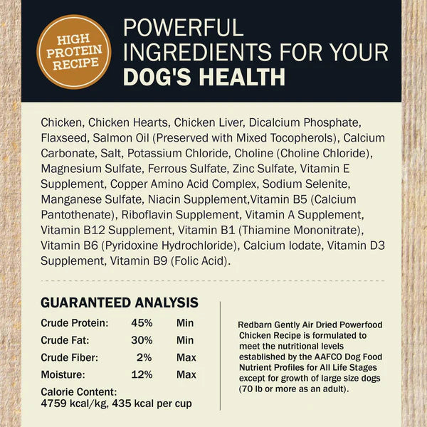 Redbarn Air Dried Powerfood High Protein Chicken Recipe, Dog Food