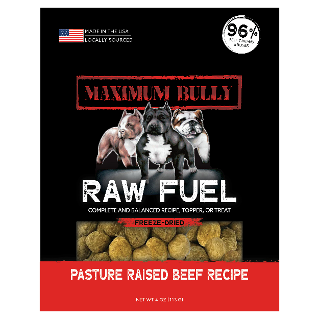Maximum Bully Raw Fuel Beef Recipe Dog Treats, 4-oz Bag