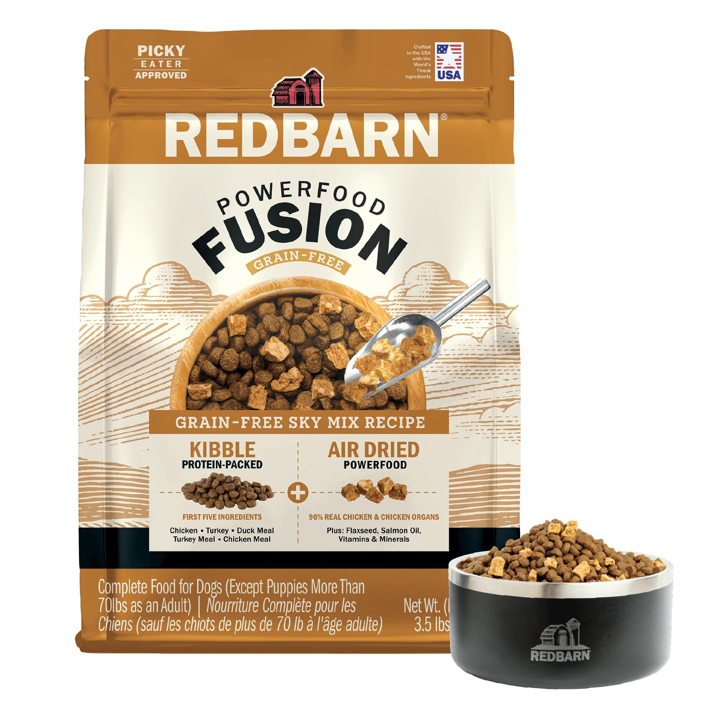 Redbarn Powerfood Fusion Sky Mix dry dog food, grain-free recipe for healthy dogs