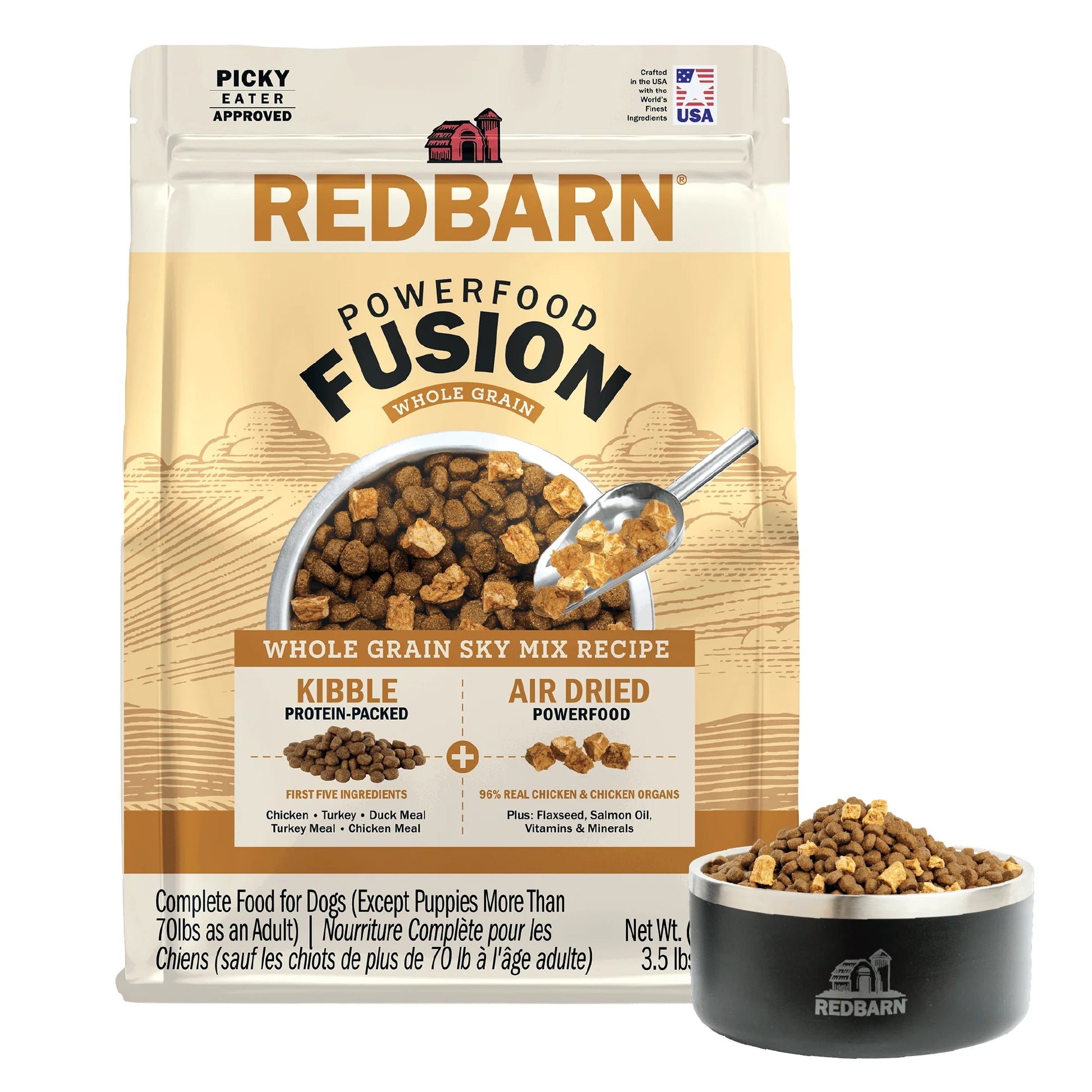 Redbarn Powerfood Fusion Whole Grain Sky Mix dry dog food for healthy adult dogs