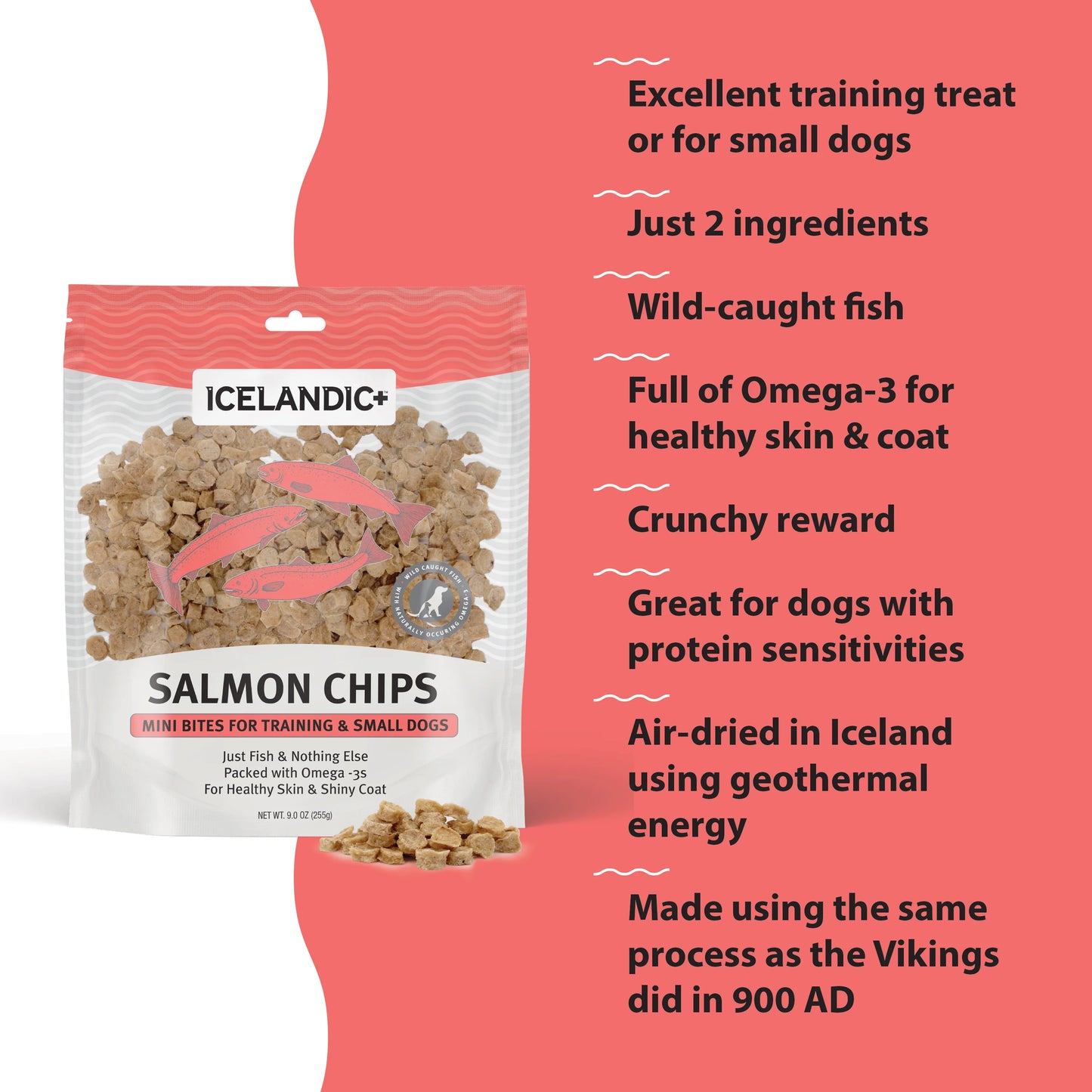 Icelandic+ Salmon Mini Fish Chips Dog Treats, 2.5-oz Bag