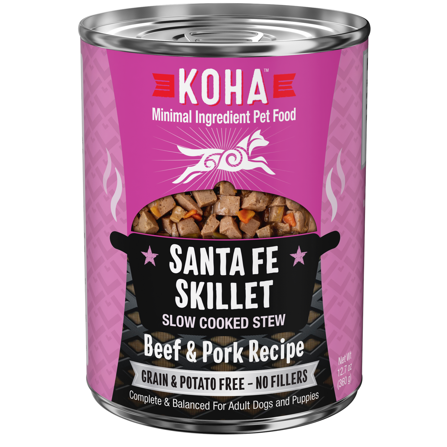 Koha Santa Fe Skillet Slow Cooked Stew Beef And Pork Recipe, Wet Dog Food, 12.7-Oz Case Of 12