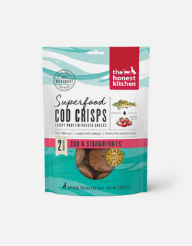 The Honest Kitchen Superfood Cod Crisp - Strawberry, Dog Treat, 3-oz Bag