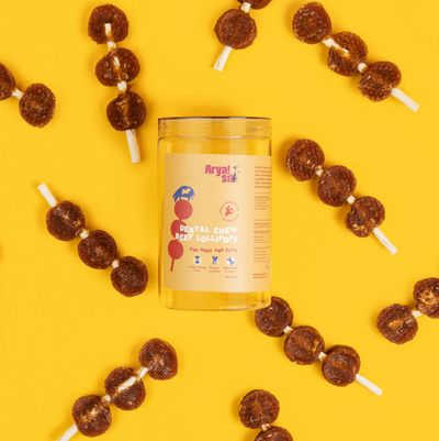 Arya Sit! Dental Chew Beef Lollipops, 10.5-oz Jars