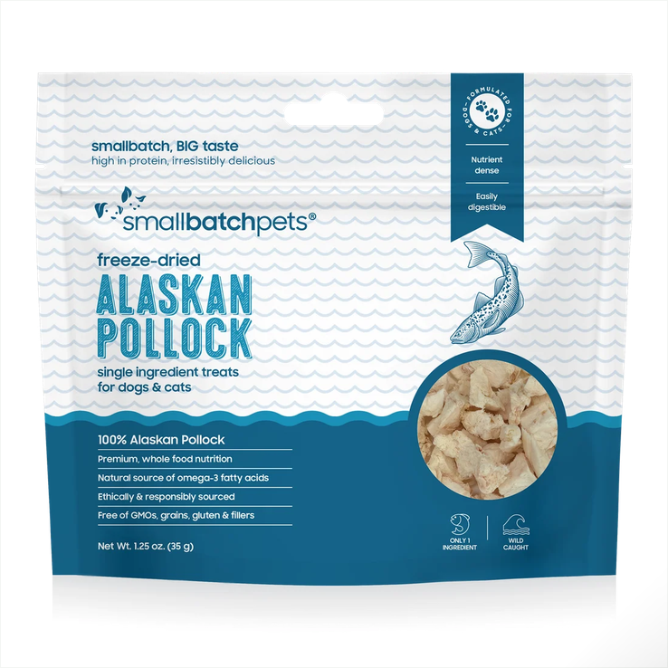 Smallbatch Freeze-Dried Alaskan Pollock, Dog & Cat Treat, 1.25-oz Bag