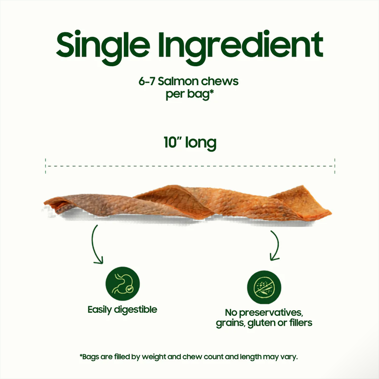 Smallbatch Freeze-Dried Salmon Fish Skin, Dog Chews, 2.5-oz Bag