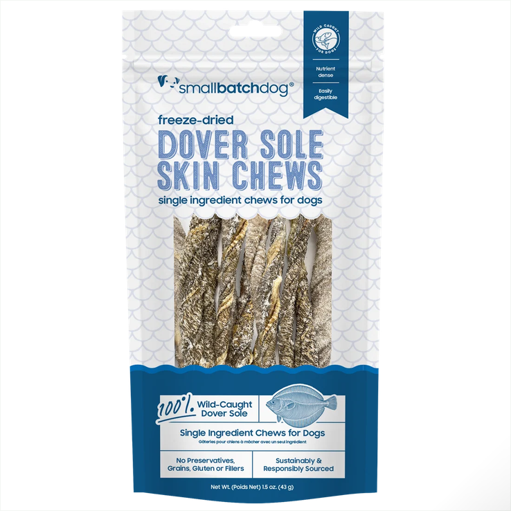 Smallbatch Freeze-Dried Dover Sole Fish Skin, Dog Chews, 1.5-oz Bag
