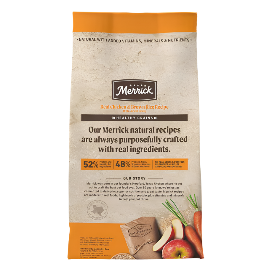 Merrick Classic Healthy Grains Real Chicken + Brown Rice Recipe with Ancient Grains, 25-lb Bag