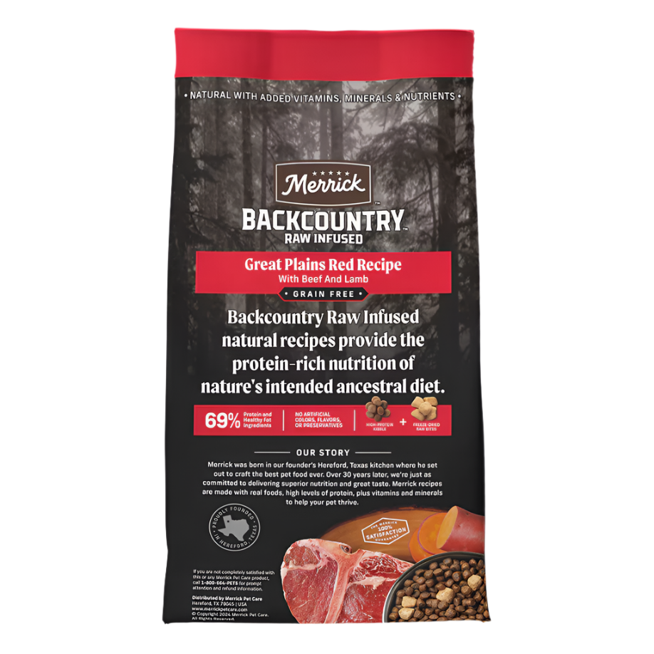 Merrick Grain Free Backcountry Raw Infused Great Plains Red Recipe Dry Dog Food, 20-lb Bag