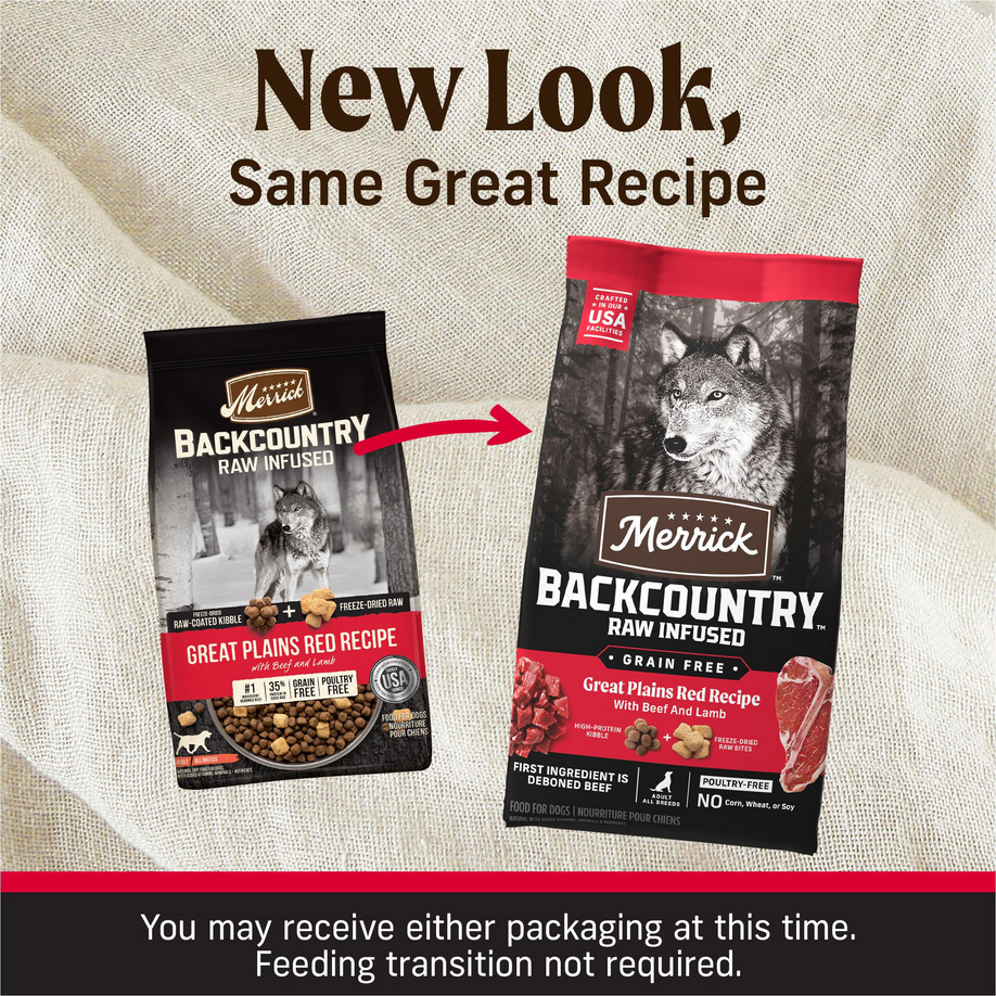 Merrick Grain Free Backcountry Raw Infused Great Plains Red Recipe Dry Dog Food, 20-lb Bag