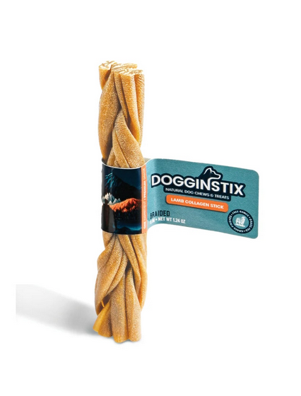 Dogginstix Lamb Collagen Braid, Dog Chew