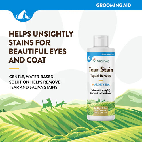 NaturVet Topical Tear Stain Remover For Dogs & Cats, 4-oz