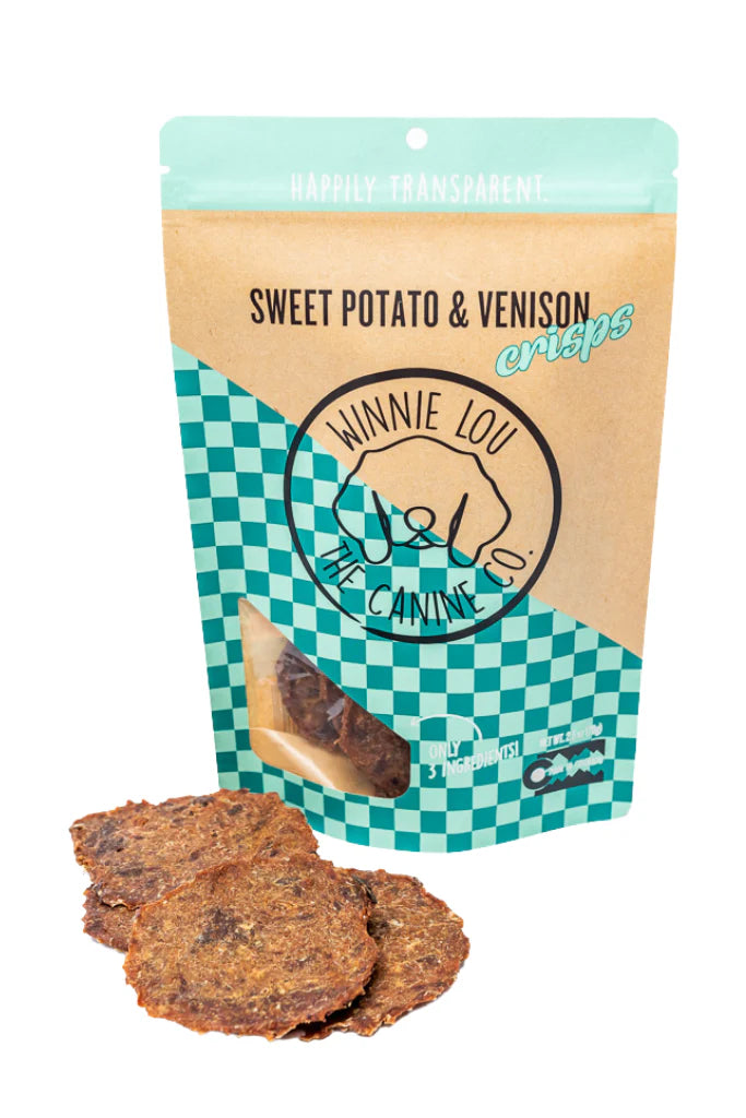 Winnie Lou Sweet Potato & Venison Crisps, Dog Treat, 2.5-oz Bag